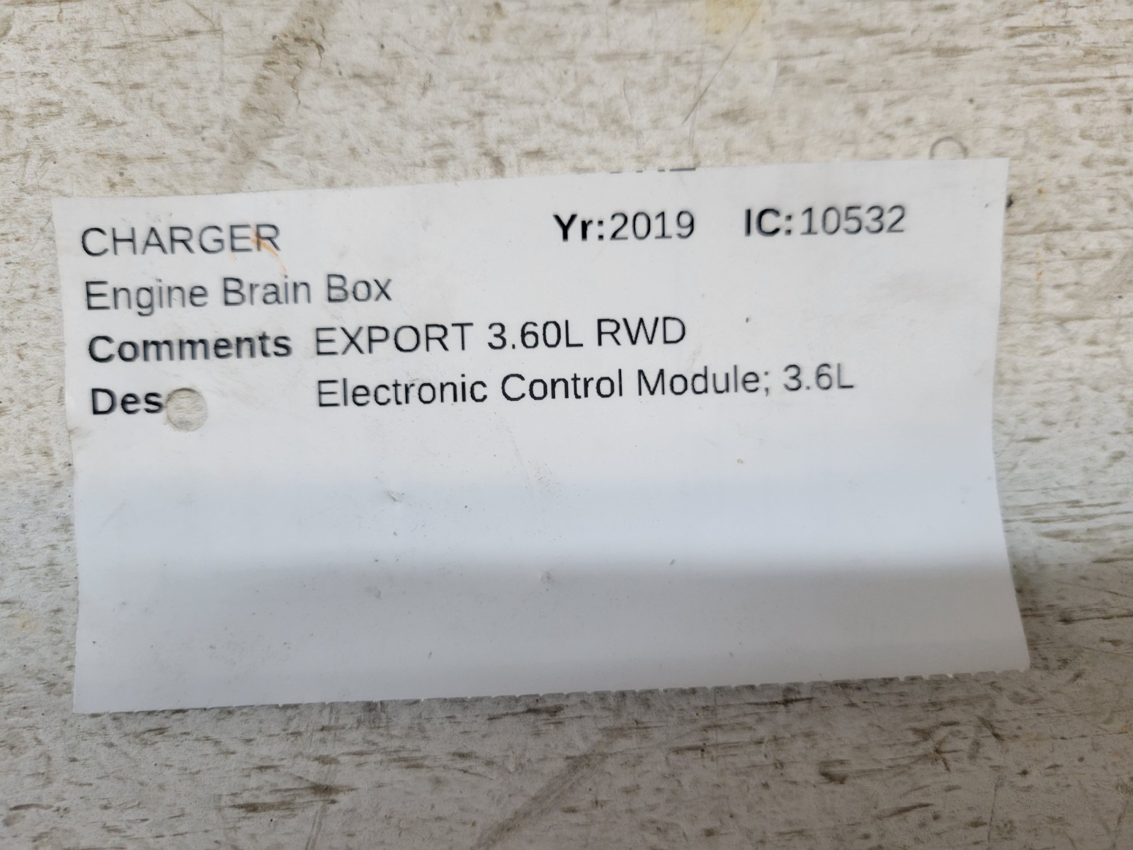 2018-2019 Dodge Charger 3.6L Engine Control Module ECU ECM PCM OEM P68330904AA