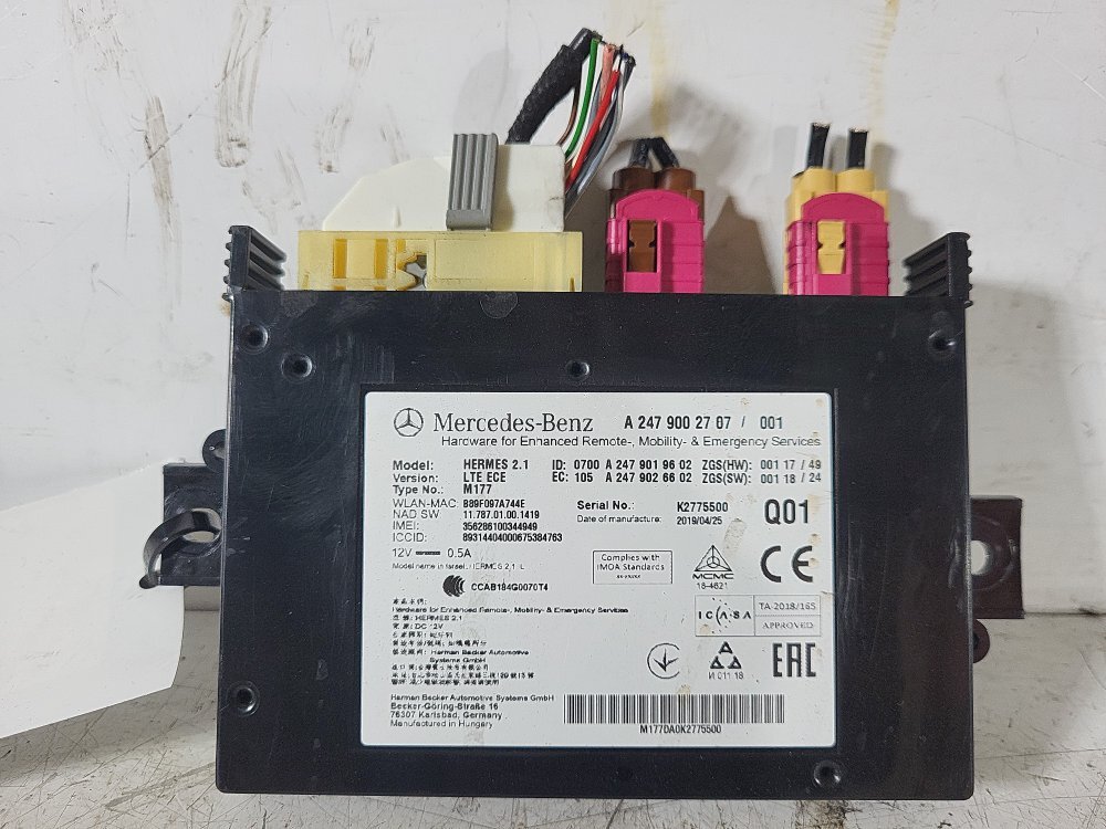 Mercedes A-class W177 A 180 Se 2018-2024 Wifi Control Module A2479002707 O77