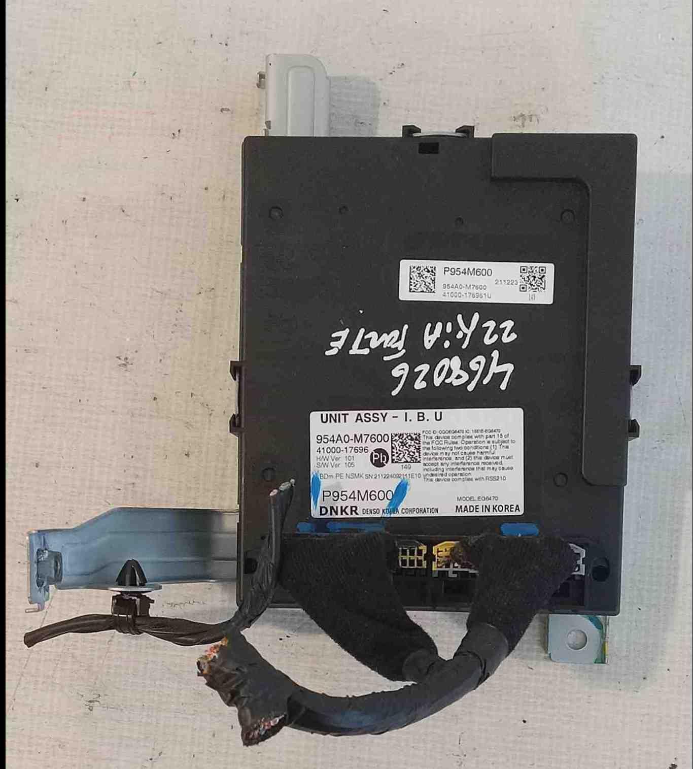 2022 KIA FORTE BODY CONTROL MODULE US MARKET ID 954A0M7600 USED OEM