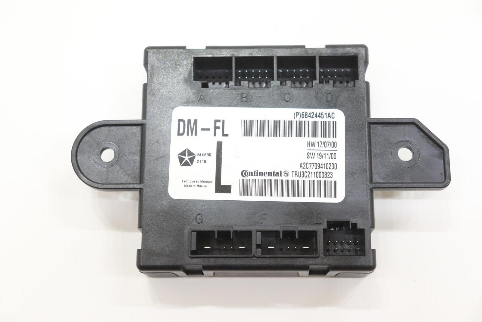 2020 CHRYSLER VOYAGER FRONT LEFT DRIVER DOOR CONTROL MODULE OEM 68424451AC