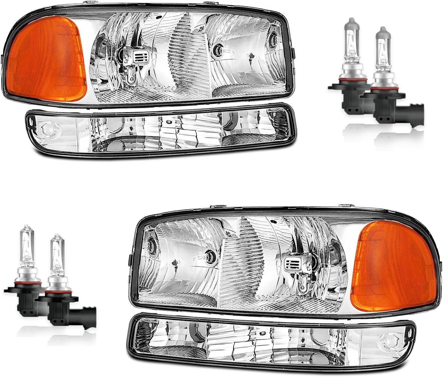 Headlights for 1999-2007 GMC Sierra, for 2000-2006 GMC Yukon Halogen Headlamp