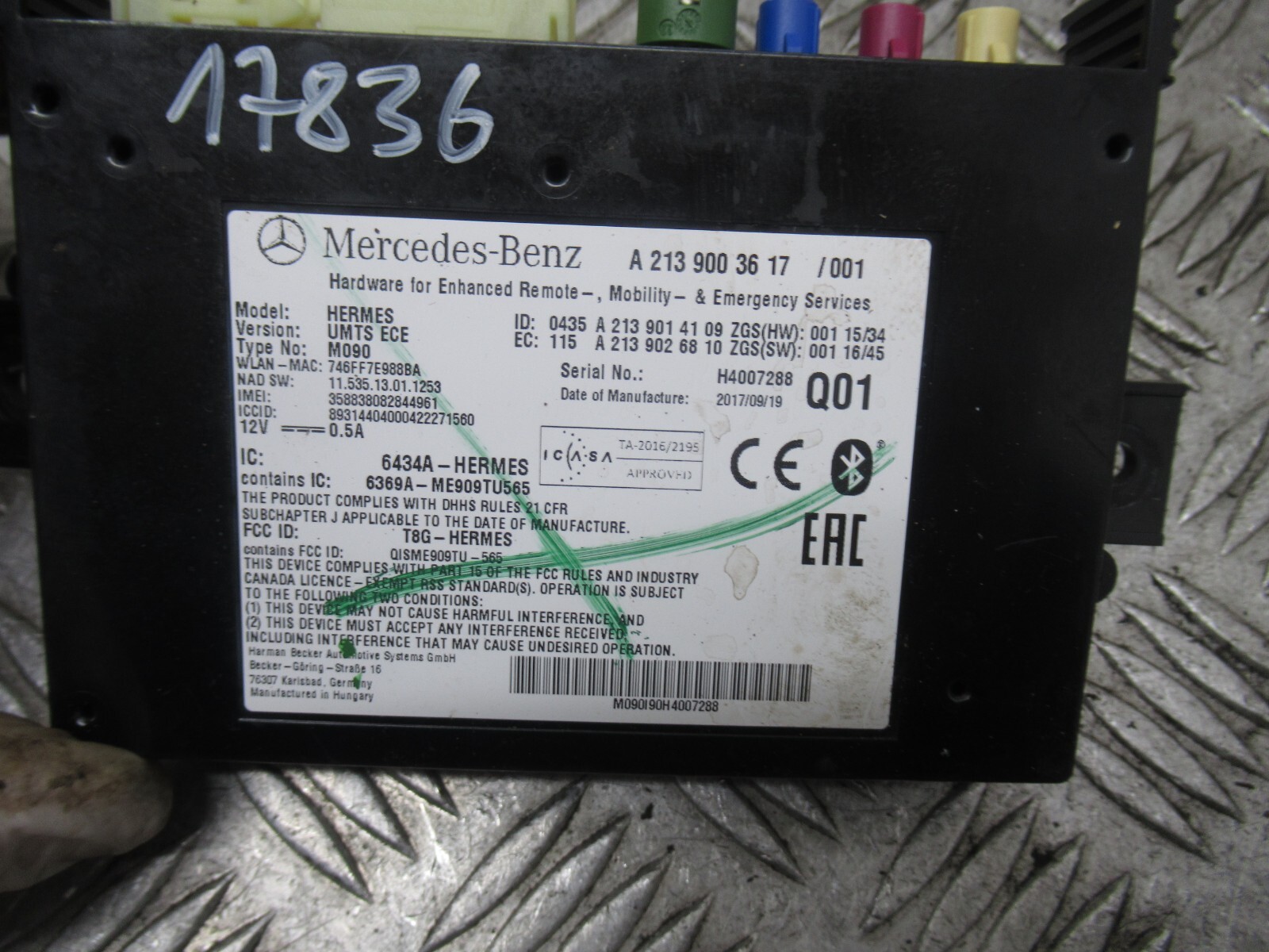 2017 MERCEDES CLA 180 SPORT C117 4DRS SALOON BLUETOOTH CONTROL MODULE REF17836