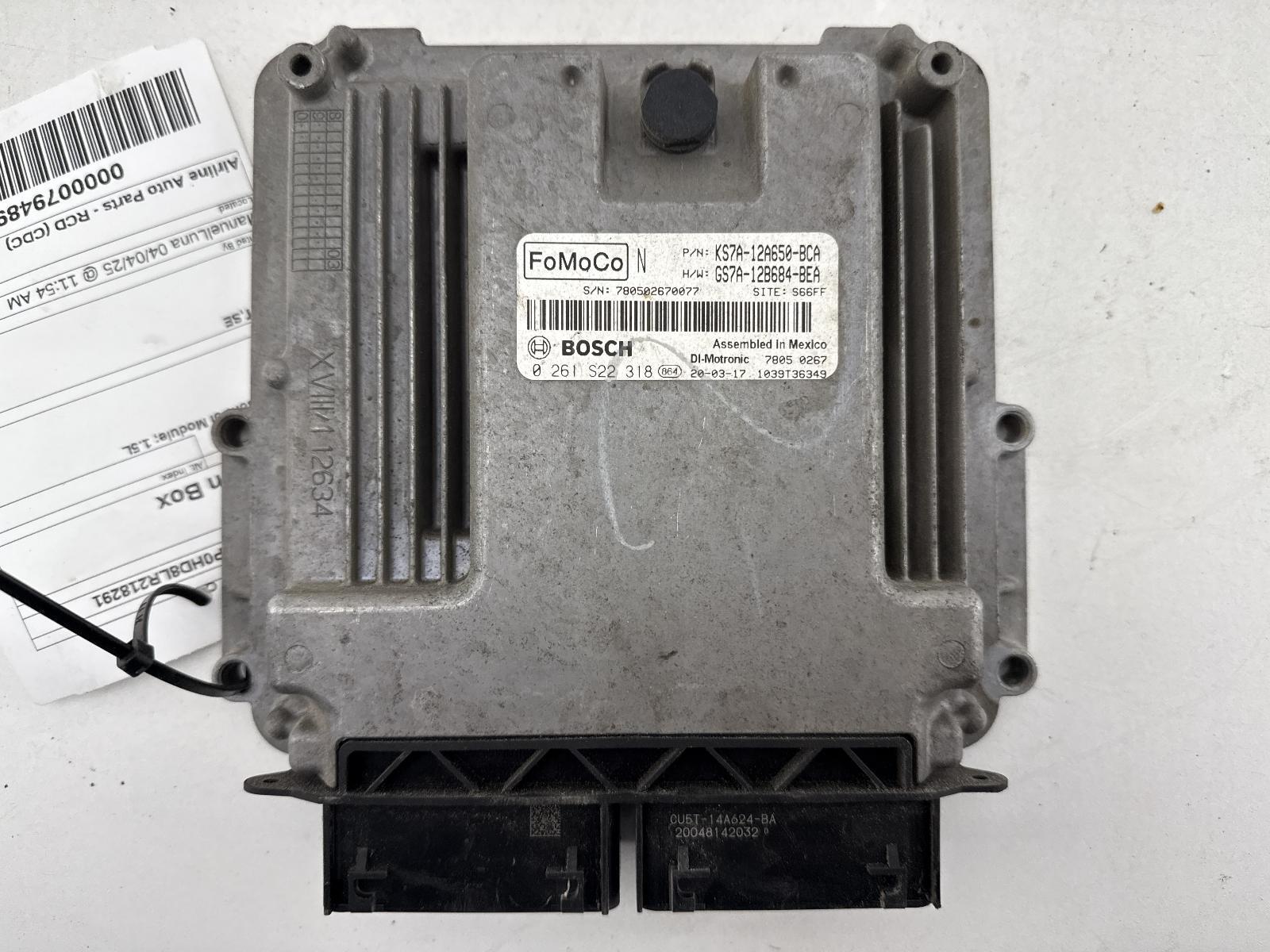 Used Engine Control Module (ECM) fits: 2020 Ford Fusion Electronic Control Modul