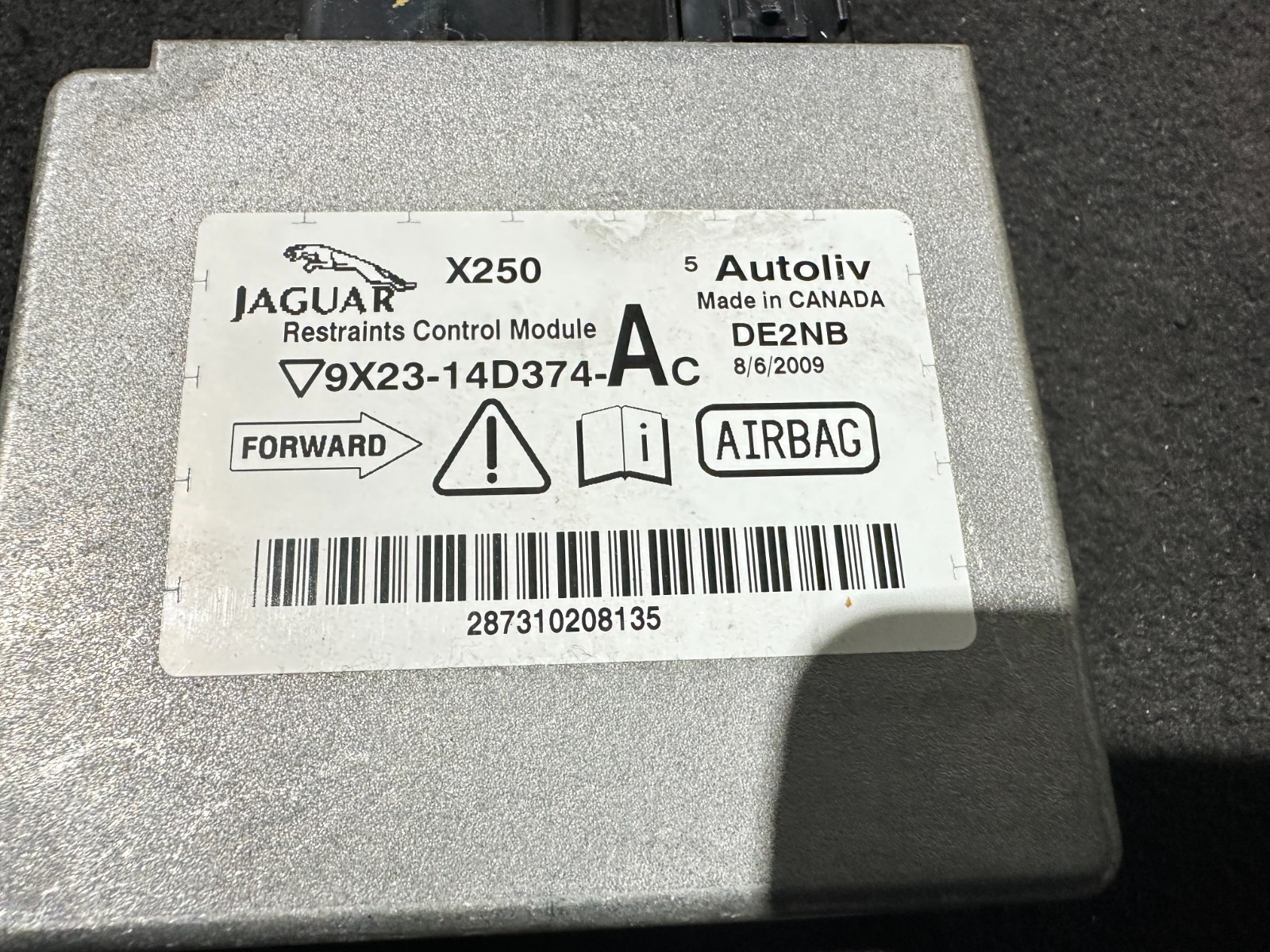JAGUAR XF 2009 RESTRAINTS CONTROL MODULE 9X2314D374AC
