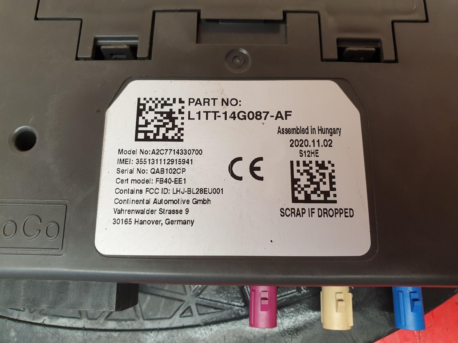 FORD PUMA MK2 BLUETOOTH CONTROL MODULE ECU 2020 1.0L B7JB RDE2 MHEV