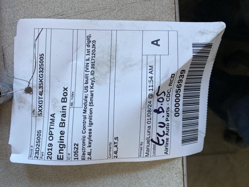 Engine ECM Electronic Control Module US Built VIN 5 Fits 19-20 OPTIMA 374991