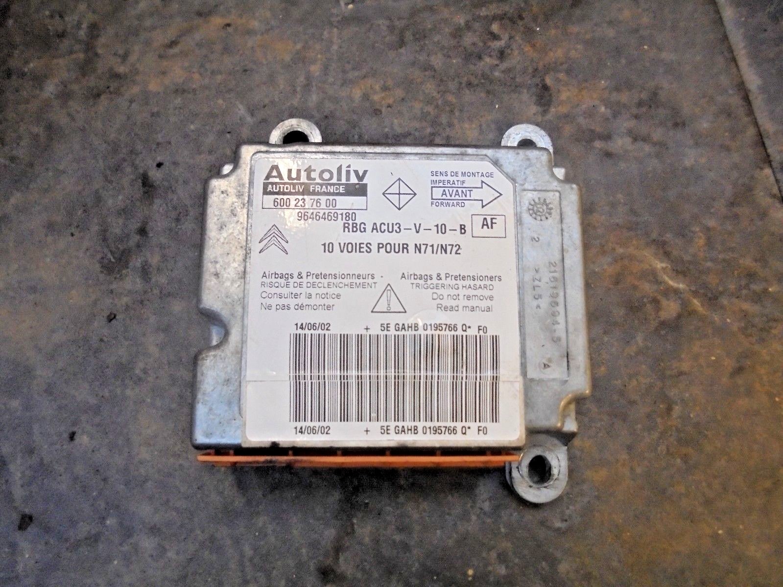 CITROEN XSARA 2002 FACELIFT SRS ECU MODULE 9646469180 / 600237600 / AF