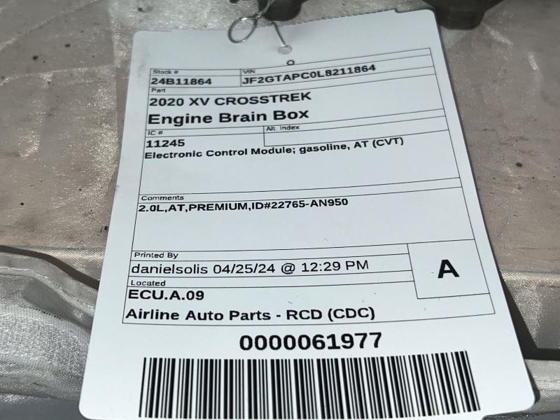 Engine ECM Electronic Control Module Gasoline Fits 19-20 XV CROSSTREK 407884