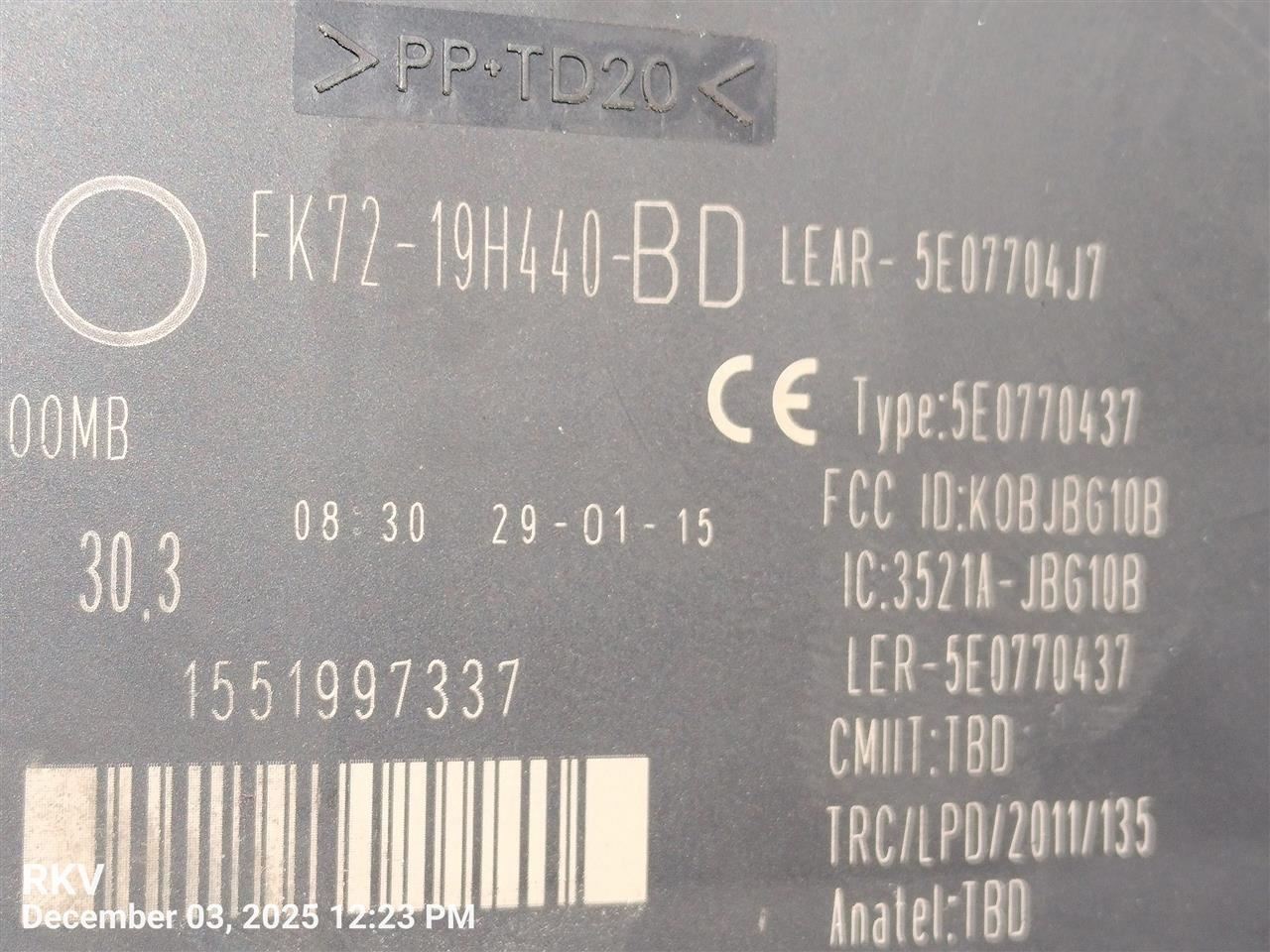 KEYLESS ENTRY CONTROL MODULE OEM 14-19 LAND ROVER EVOQUE 1YR WRNTY