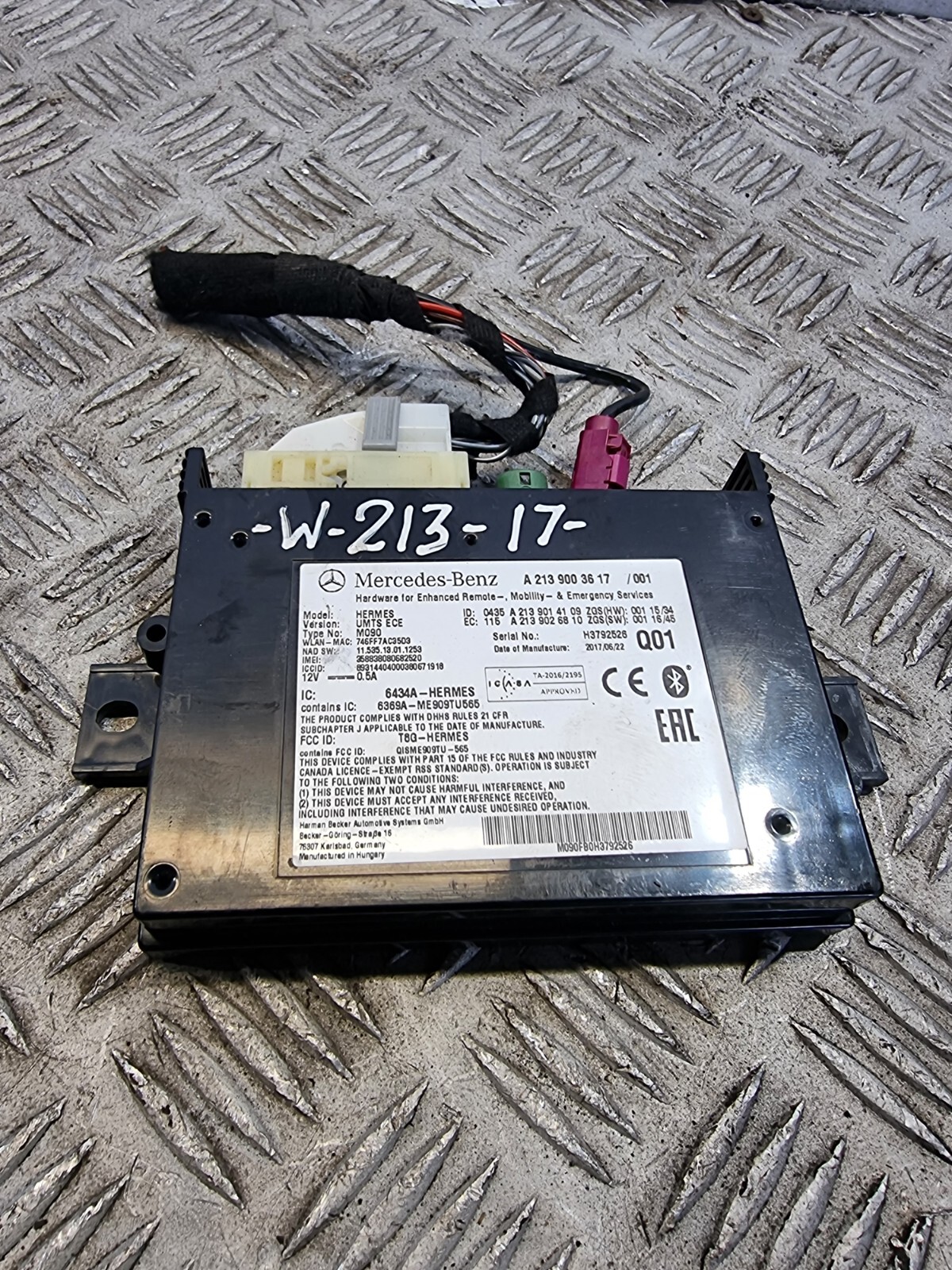 MERCEDES E220 BLUETOOTH CONTROL MODULE A2139003617 W213 2.0L DIESEL AUTO 2017