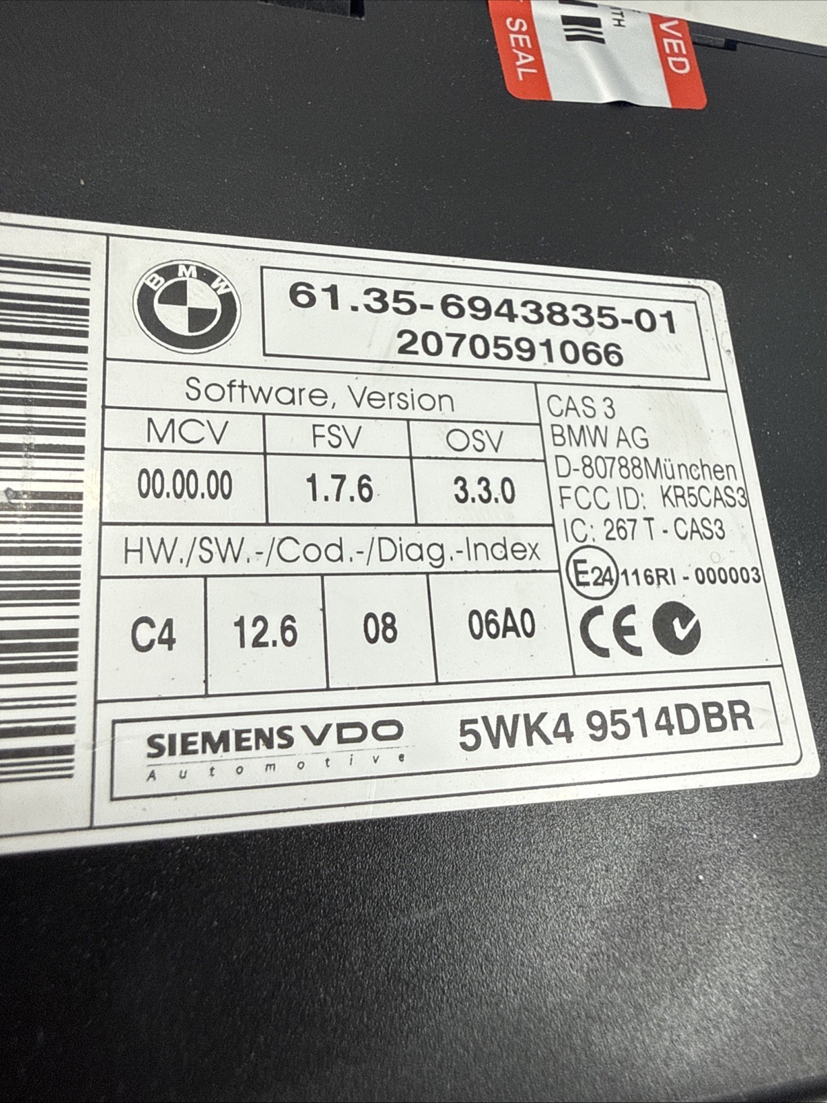BMW 135i 335i 535i E90 E82 E60 Siemens VDO MSD80 ECU DME & CAS Module Set 07-09