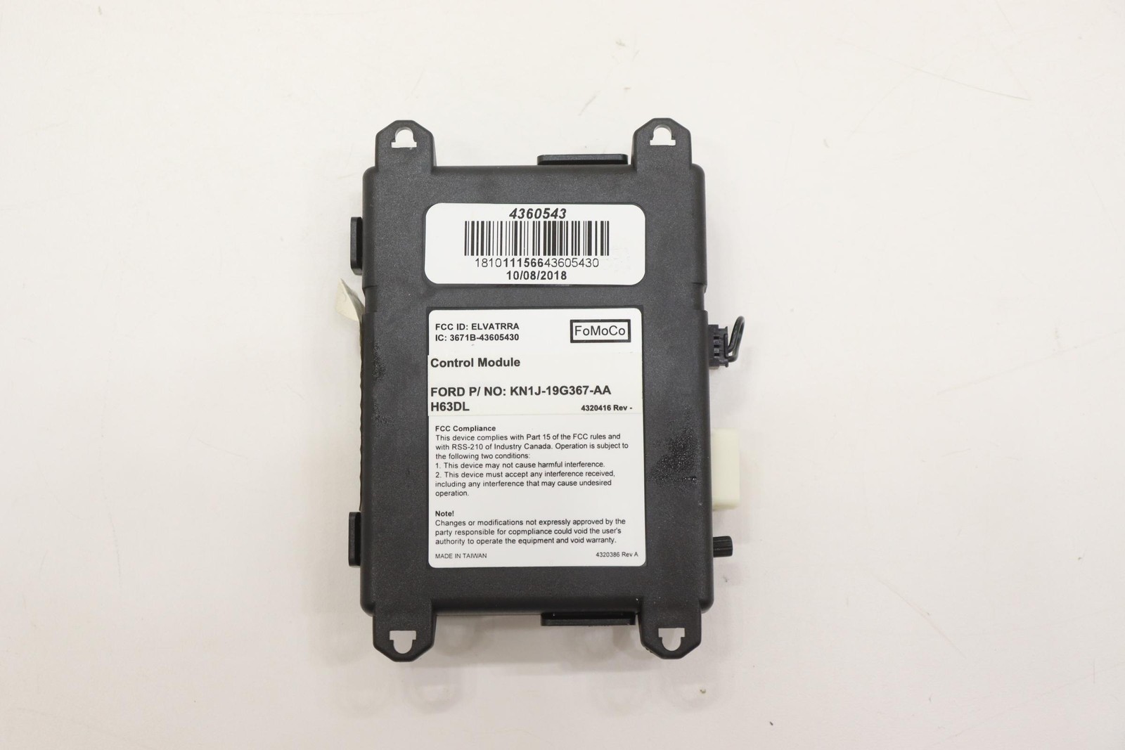 2018-2020 FORD TRANSIT CONNECT ANTI-THEFT REMOTE CONTROL MODULE OEM KN1J19G367AA