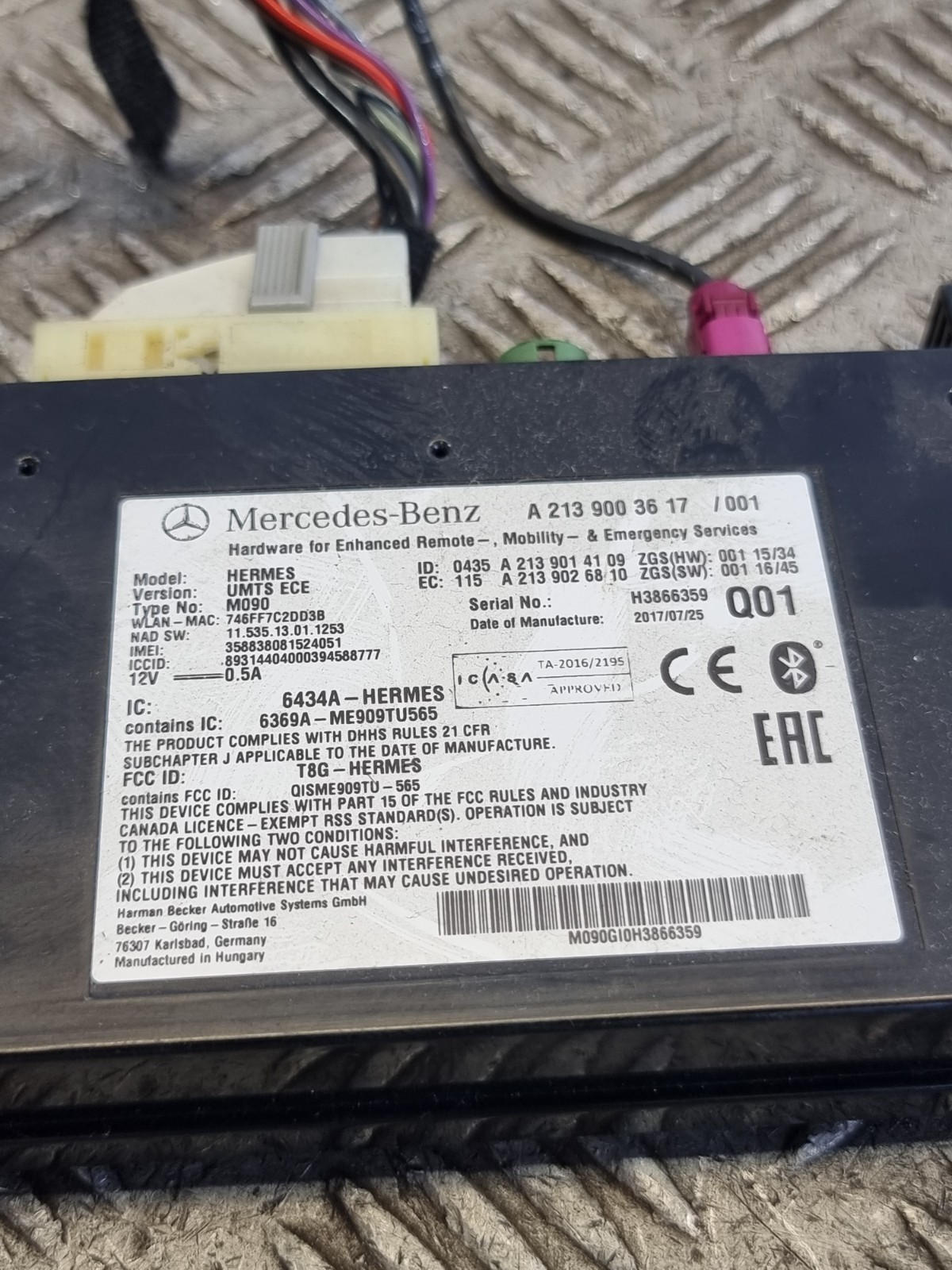 MERCEDES E220 ESTATE BLUETOOTH MODULE A2139003617 W213 2.0L AUTO DSL 2017