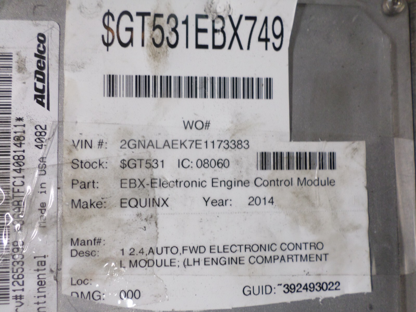 2013-2016 Equinox Acadia ATS GM Engine Control Module ECM ECU PCM OE 12653998 *J