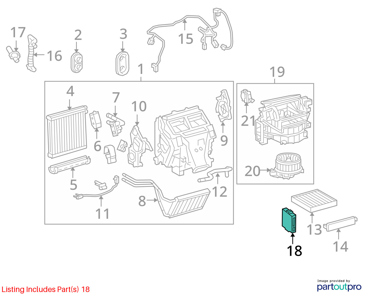 Chassis ECM Temperature Front Heater Housing Fits 17-19 LEXUS GX460 904251