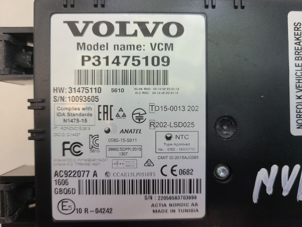 Volvo XC90 MK2 VCM Module Connectivity Module 31475109