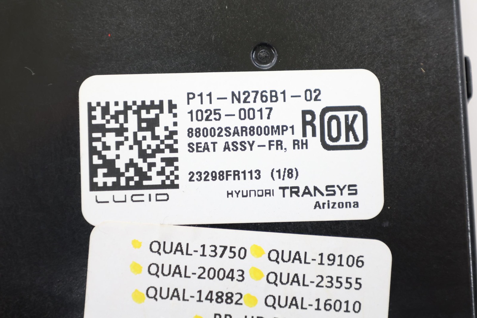 2022 – 2025 LUCID AIR FRONT RIGHT SIDE SEAT CONTROL MODULE UNIT OEM P11N276B102