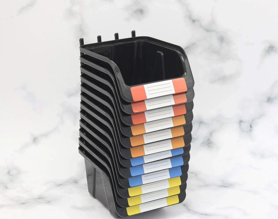 12 Pack Pegboard Storage Bins Organizer Tool Parts Containers Black Plastic