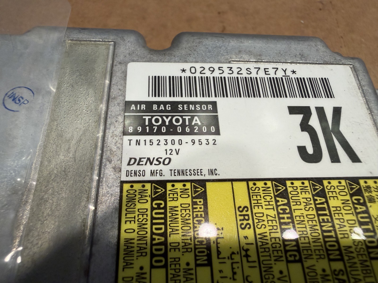 2007 – 2011 TOYOTA CAMRY 2.4L SRS Computer Control Module 89170-06200 OEM
