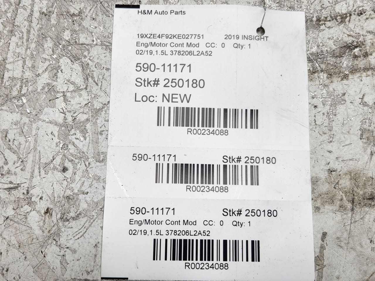 2019, Honda Insight, Engine ECM Electronic Control Module, 1.5L, 378206L2A52,OEM