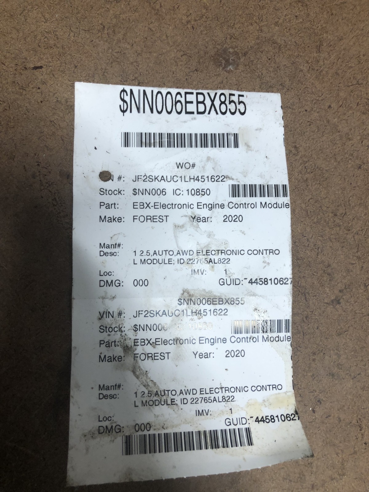 2020 Subaru Forester Engine Computer Control Module Ecm 22765an460 Pcu Ecu