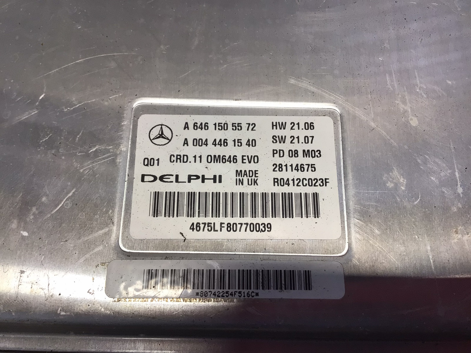 MERCEDES E CLASS W211 646 ENGINE CONTROL MODULE UNIT ECU 2.1 D A6461505572 2007