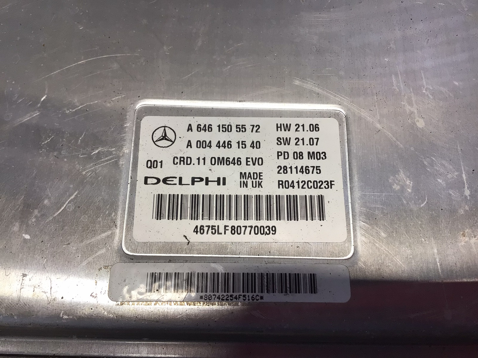 MERCEDES E CLASS W211 646 ENGINE CONTROL MODULE UNIT ECU 2.1 D A6461505572 2007