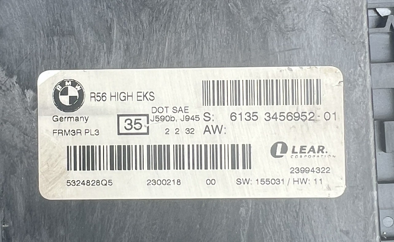 08-15 Mini Cooper r56 Footwell Body Control Unit HIGH EKS PL3 FRM3R LEAR 3456952