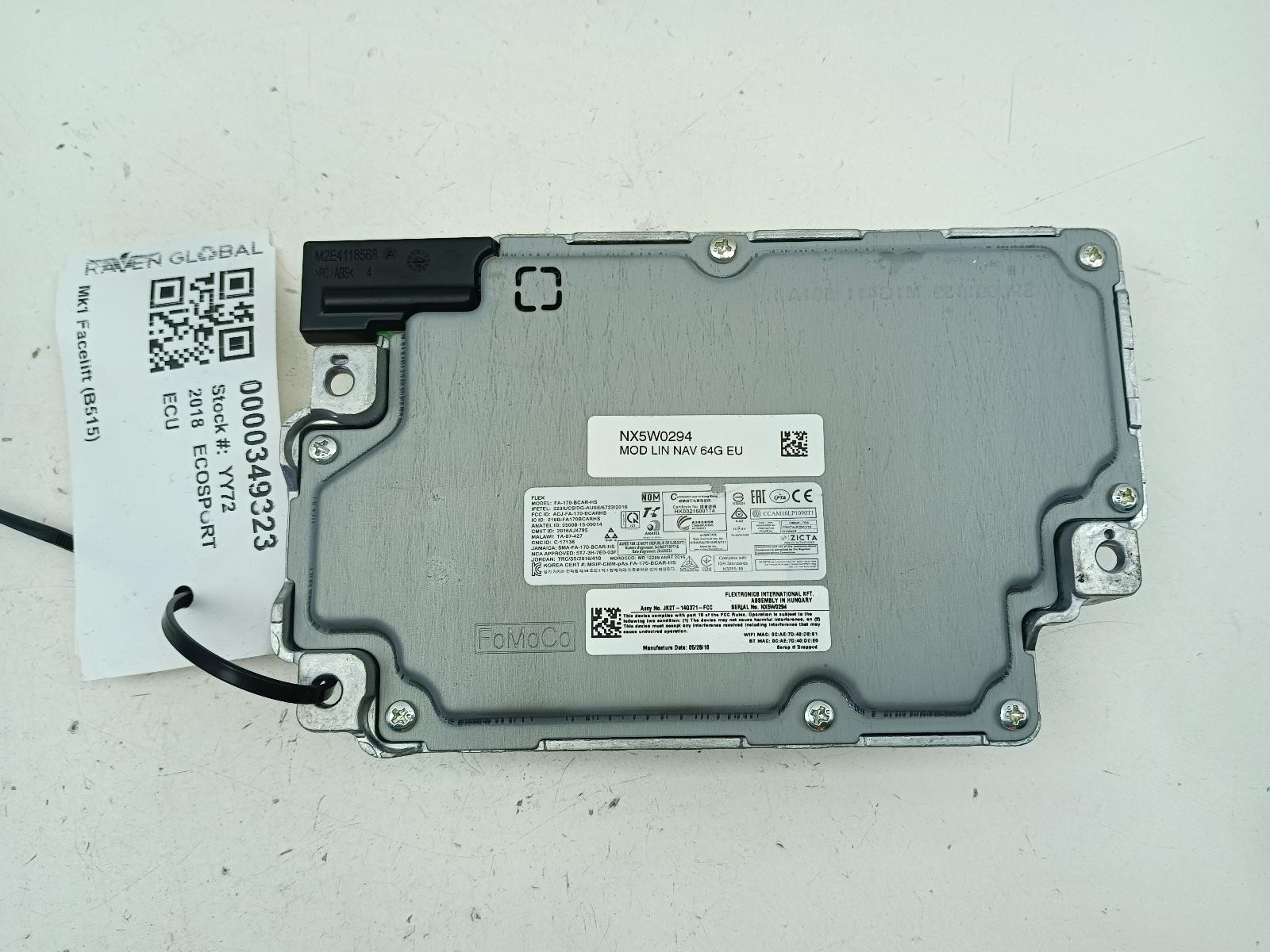 FORD ECOSPORT SAT NAV CONTROL MODULE ECU JK2T-14G371-FCC MK1 2017 – 2020