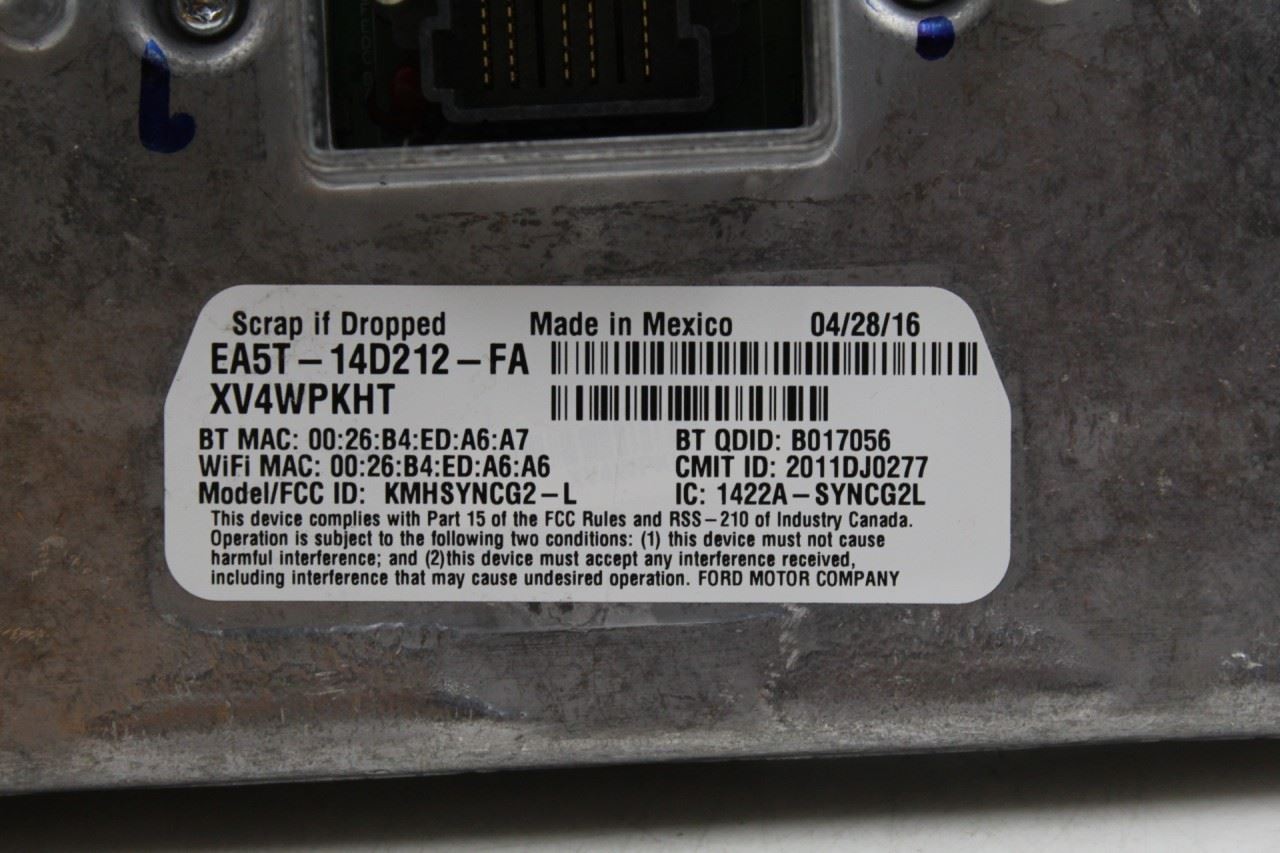 Chassis ECM Communication Voice Recognition 2014-2018 FORD TRANSIT CONNECT 39762