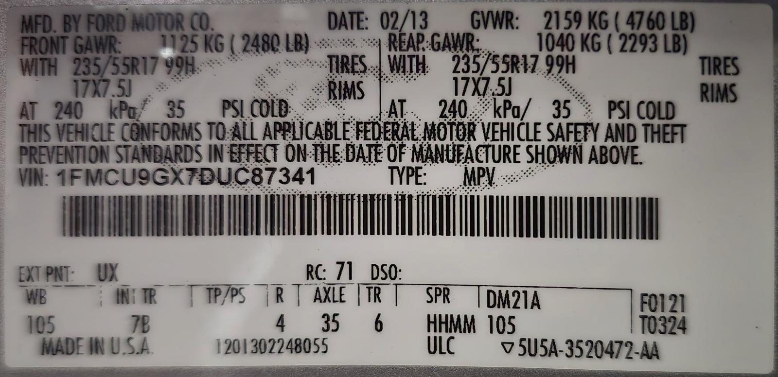 Used Engine Control Module (ECM) fits: 2013 Ford Escape Electronic Control Modul
