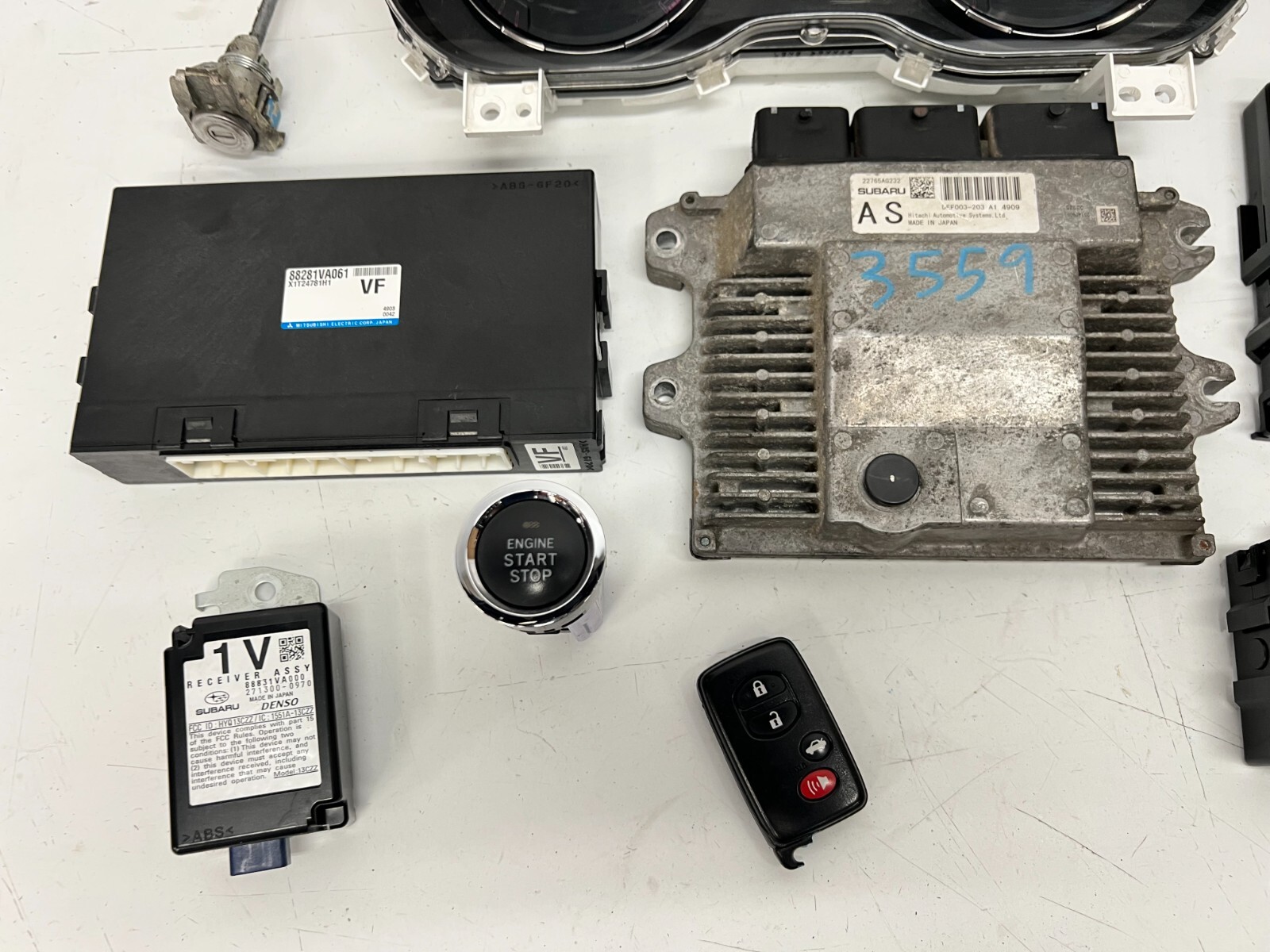 2015 SUBARU WRX IGNITION ENGINE CONTROL MODULE & SPEEDOMETER SET, OEM LOT3559