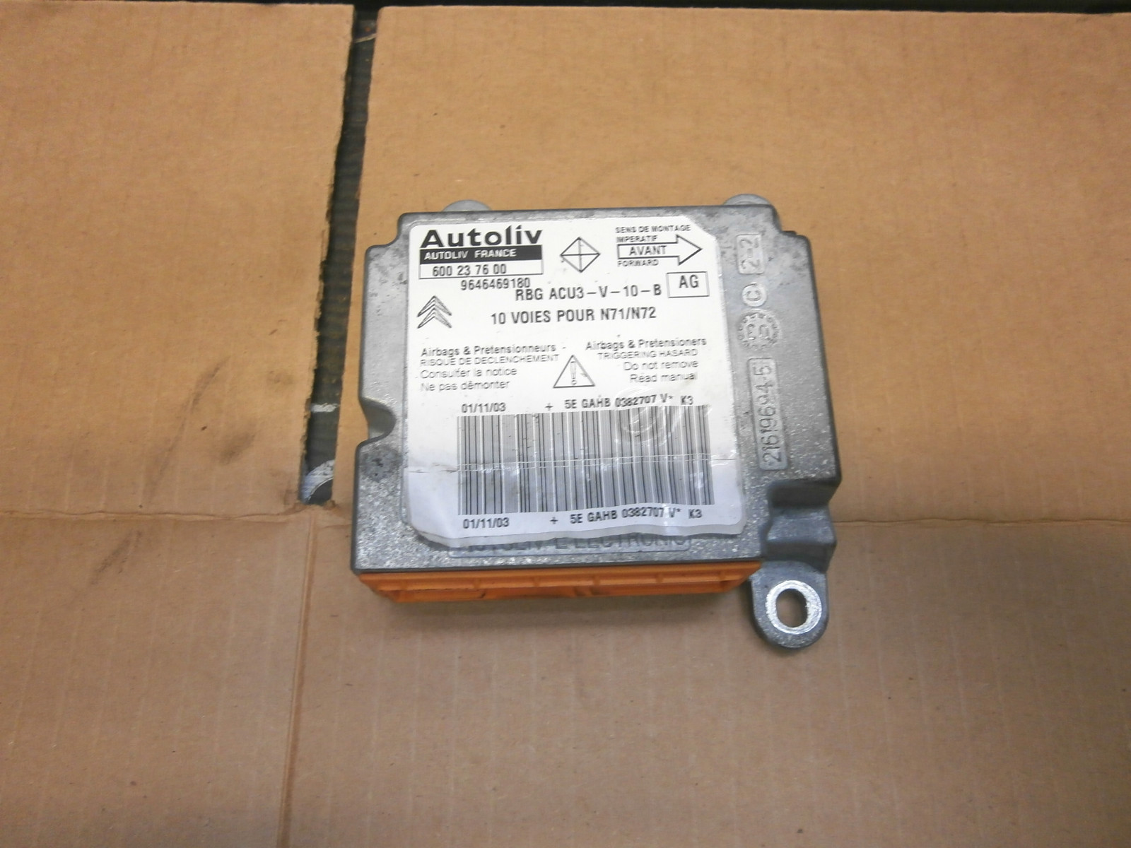CITROEN XSARA 2003 FACELIFT SRS ECU MODULE 9646469180 / 600237600 / AG