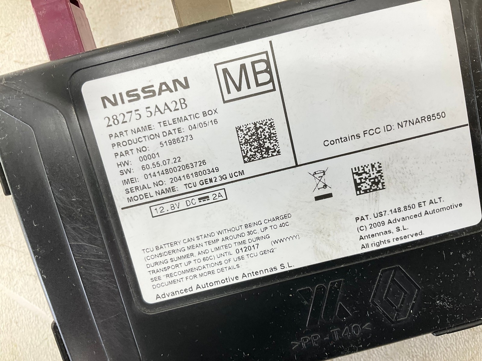 15-17 Nissan Rogue Telematic Control Box Module W/ USB Cable OEM CM