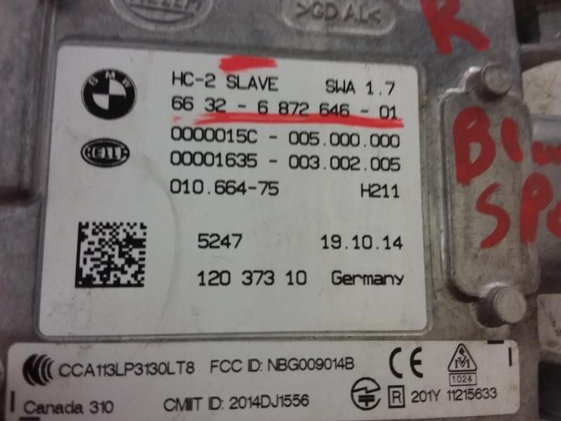 BMW X5 2015 SLAVE BLIND SPOT MODULE RIGHT 745225 OEM PN # 66326872646