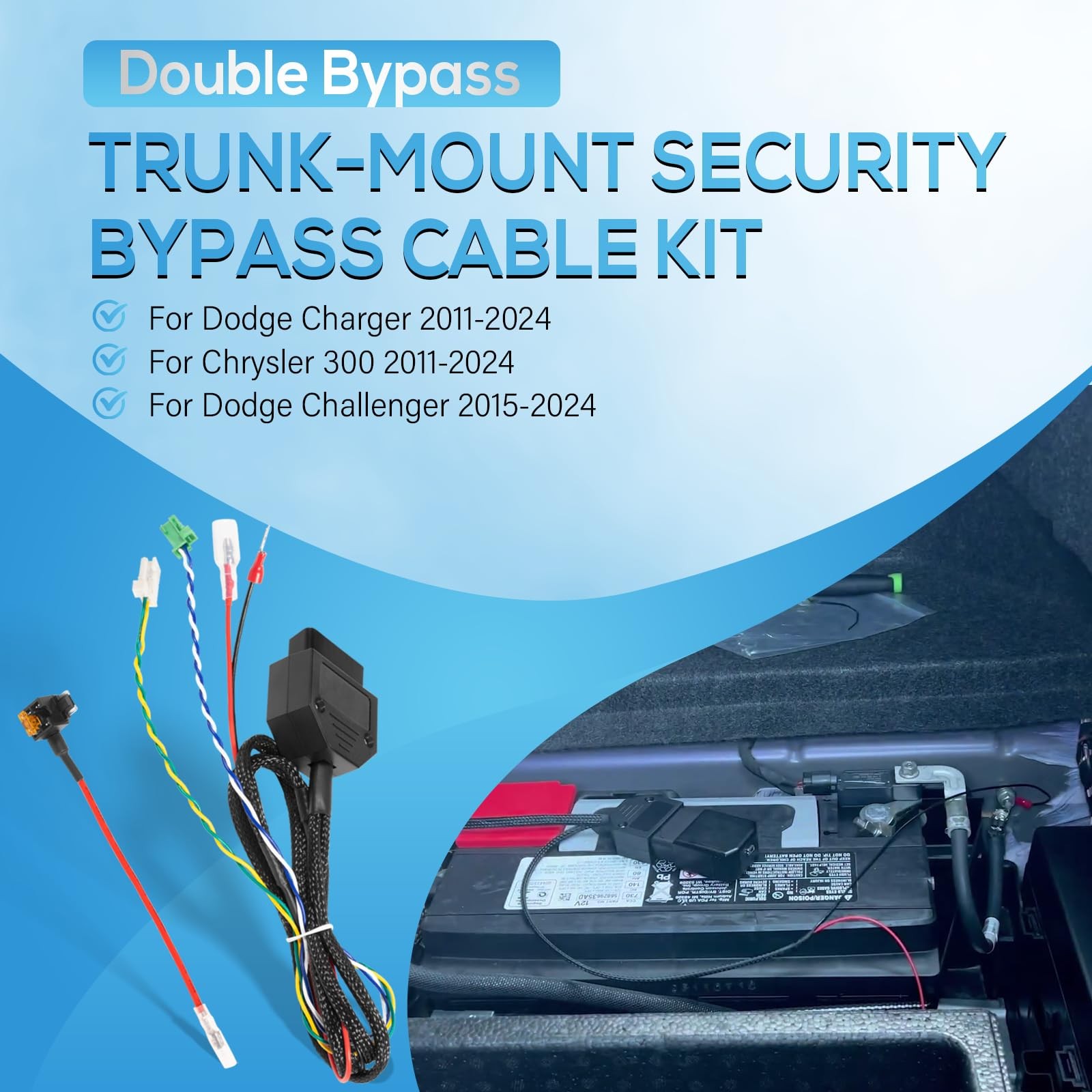 Double Bypass Trunk-Mount Security Bypass Cable kit for 2018-2023 Dodge Charger