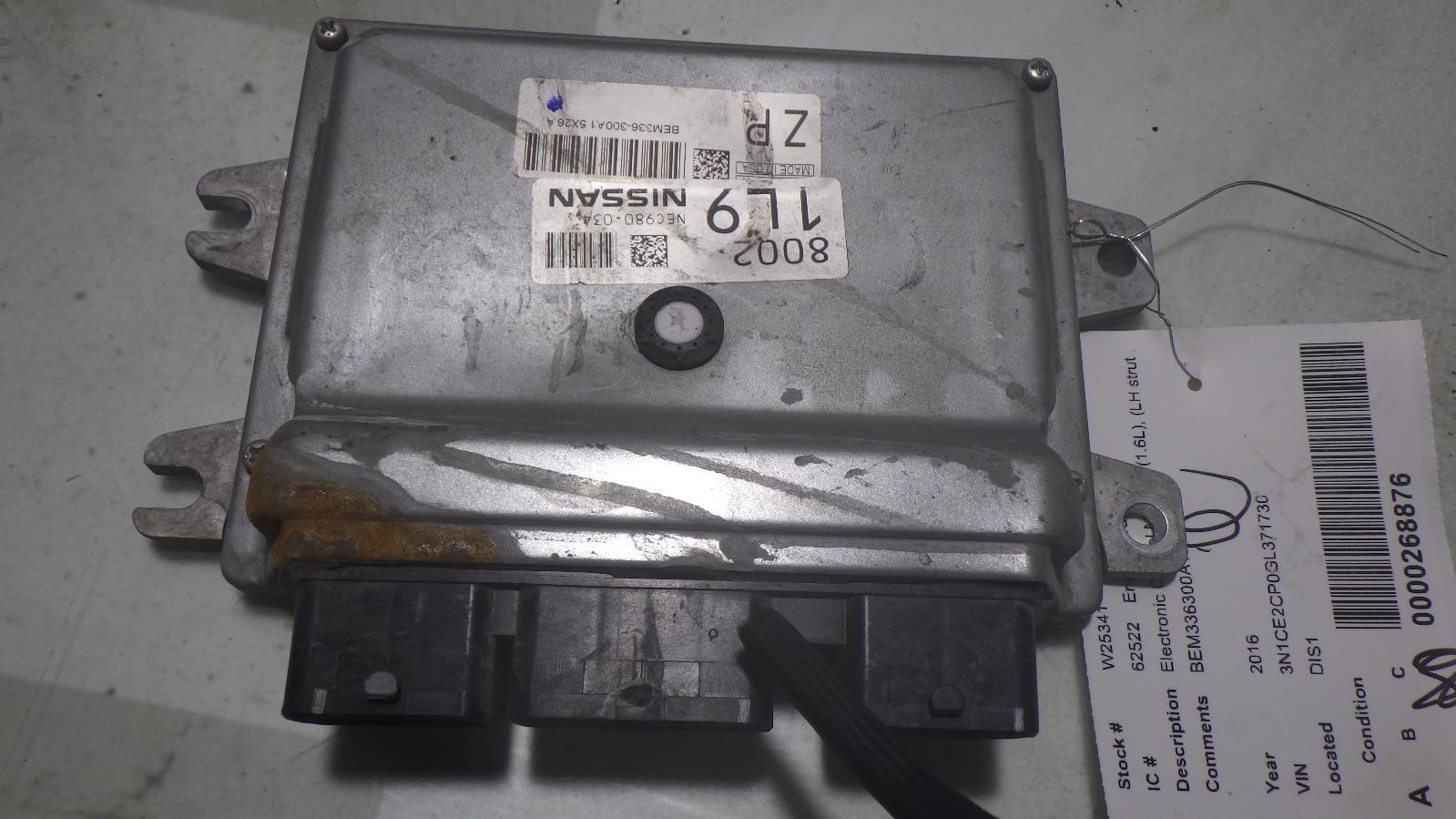 16 NISSAN VERSA Engine Control Module BEM336300A1