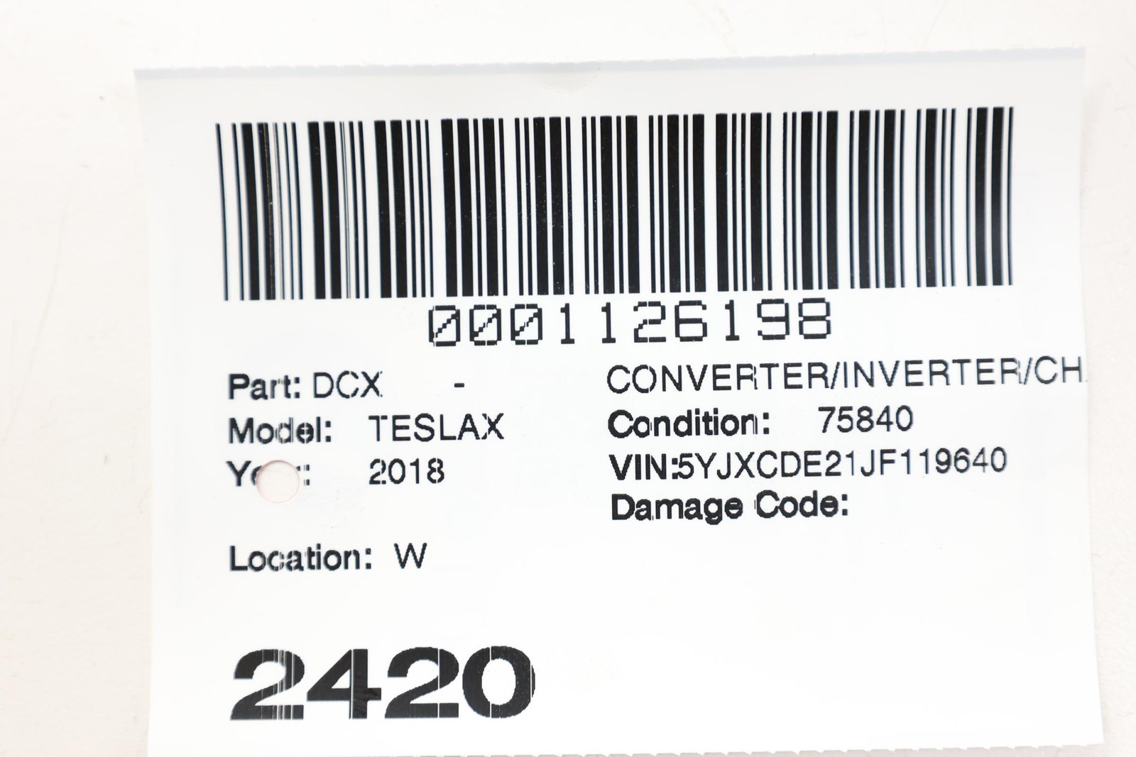 2016 – 2020 TESLA MODEL X FUSE RELAY POWER DISTRIBUTION MODULE OEM 104967800H