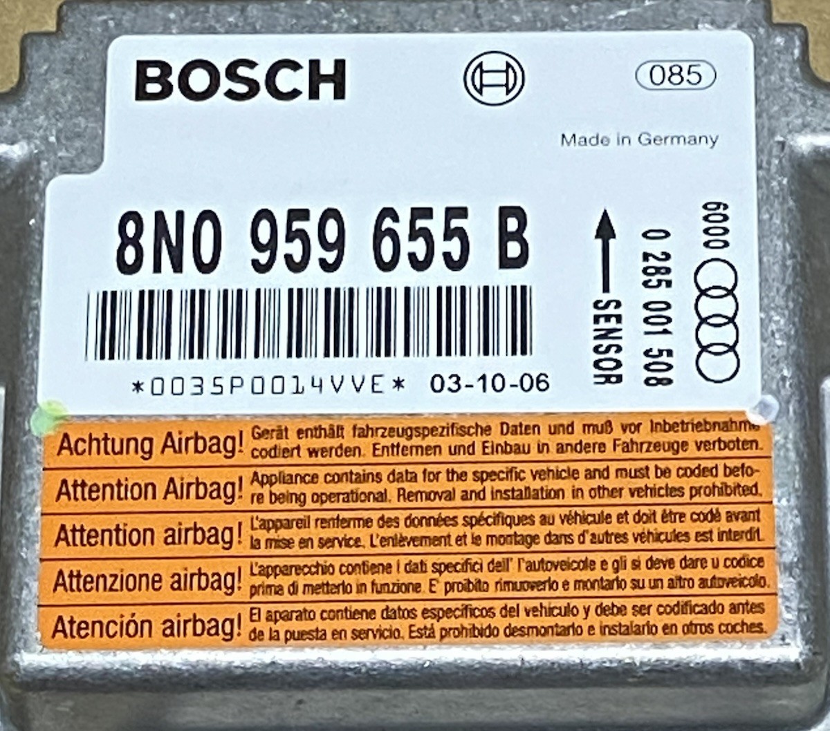 Audi TT Quattro SRS Control Unit 8N0959655B