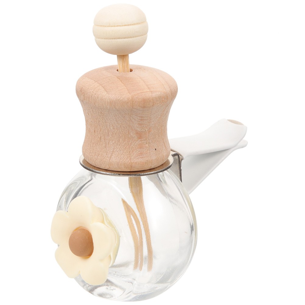 Empty Car Air Freshener Diffuser Bottle Glass Wood Perfume Container Vent