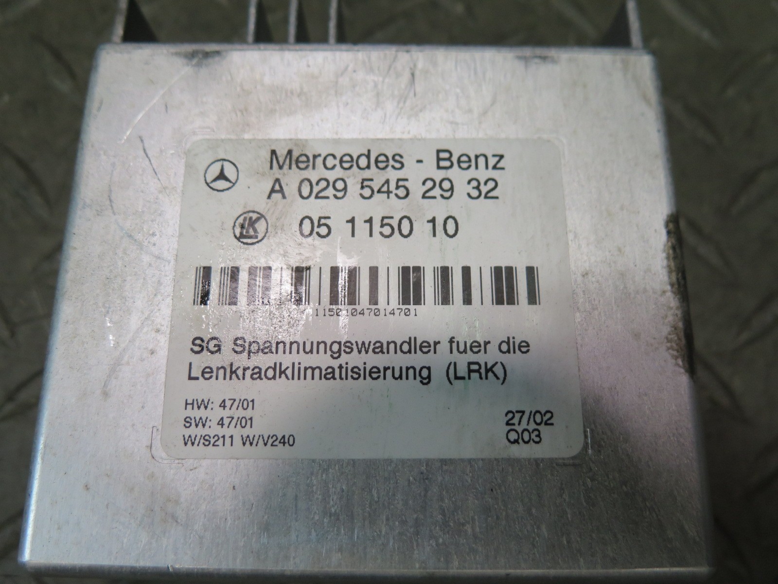2002-2006 MERCEDES W463 G500 STEERING COLUMN CONTROL MODULE 0295452932