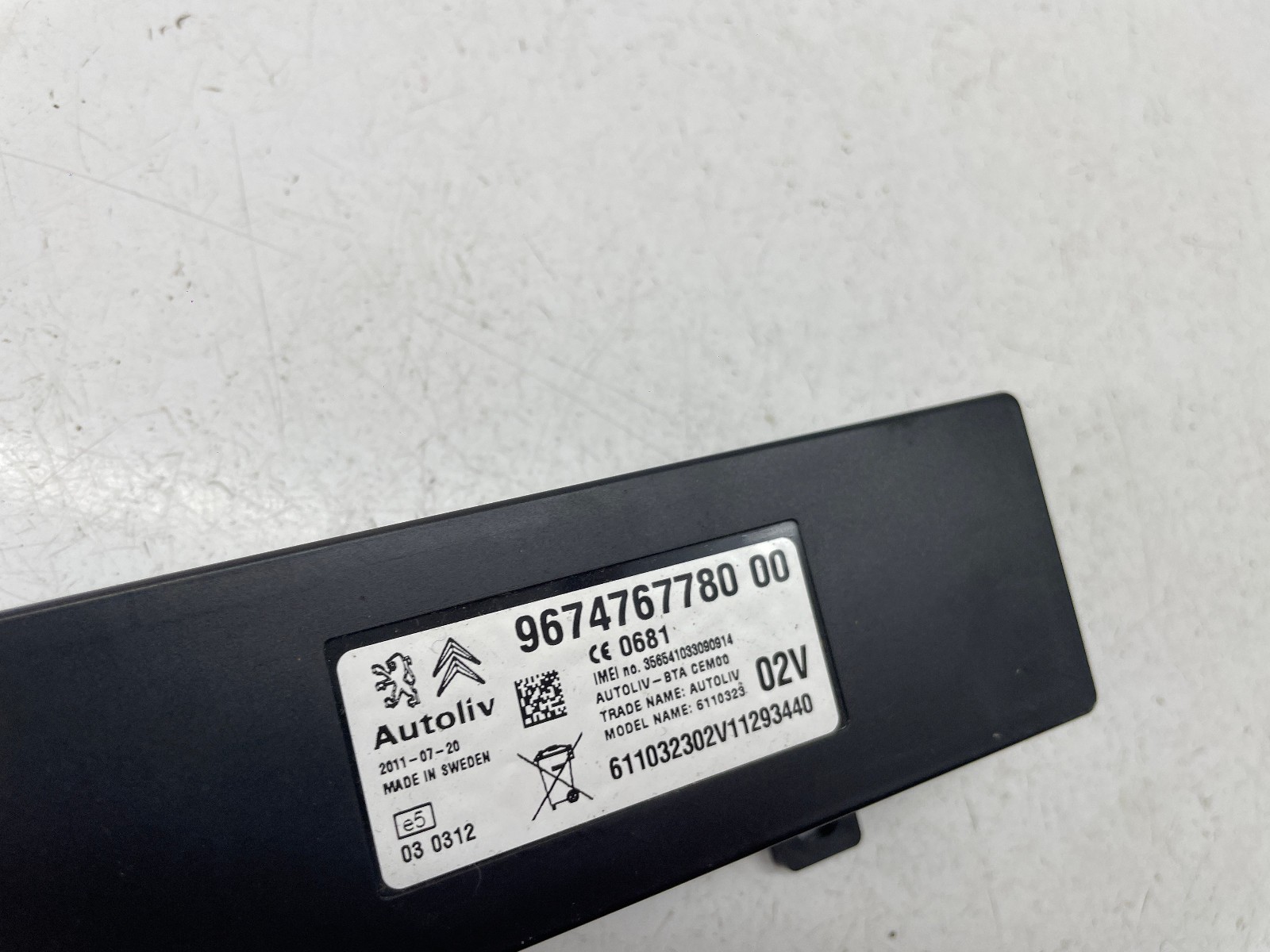 PEUGEOT 508 MK1 BLUETOOTH CONTROL MODULE UNIT ASSEMBLY 9674767780 2011-2015