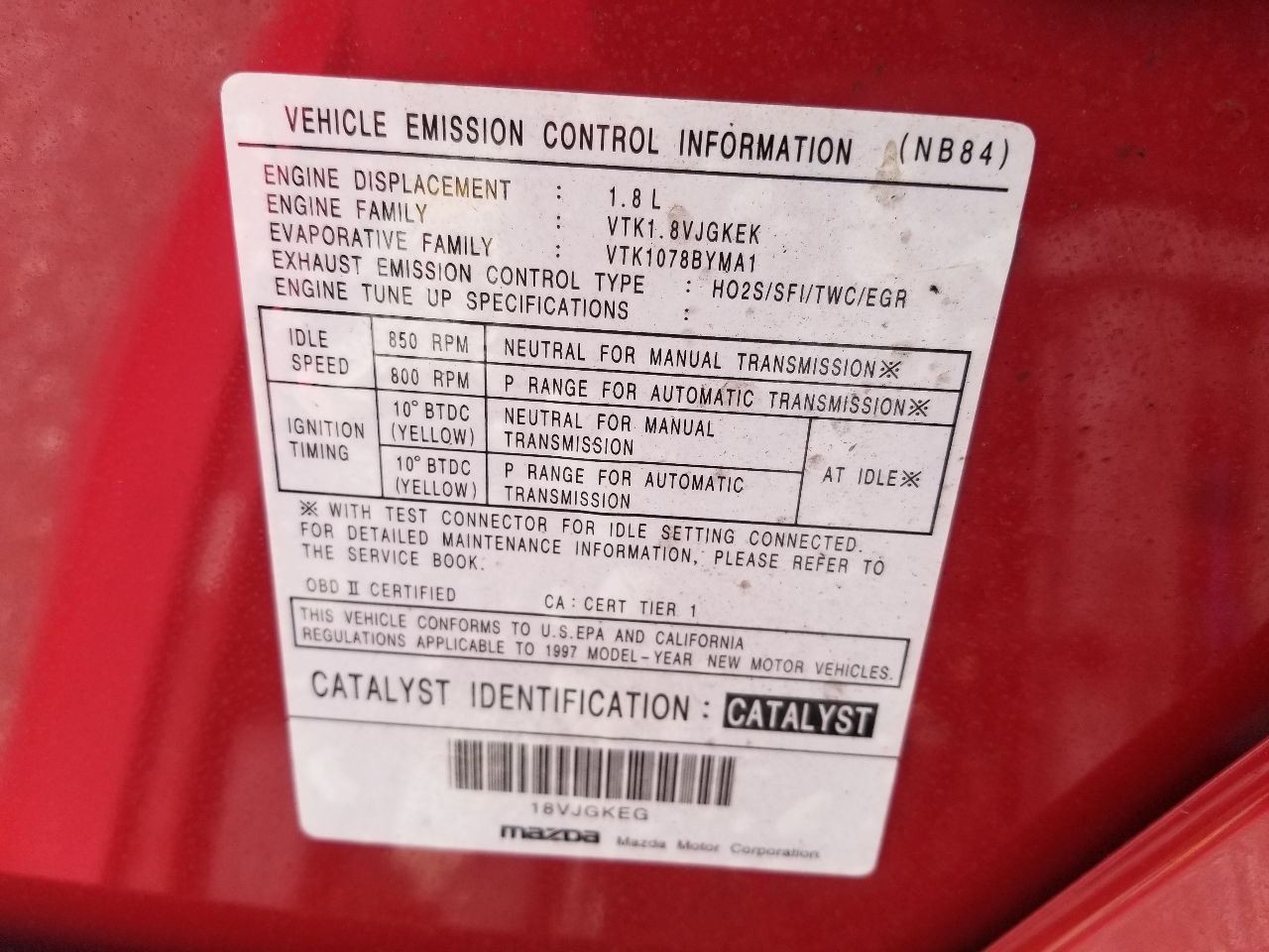 97 MAZDA MX-5 MIATA RWD 1.8L ENGINE CONTROL MODULE BP3A18881A OEM