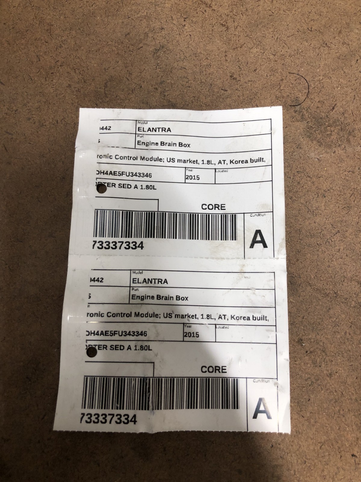 2015 Hyundai Elantra Engine Computer Control Module Ecm 39100-2EMV5 Oem