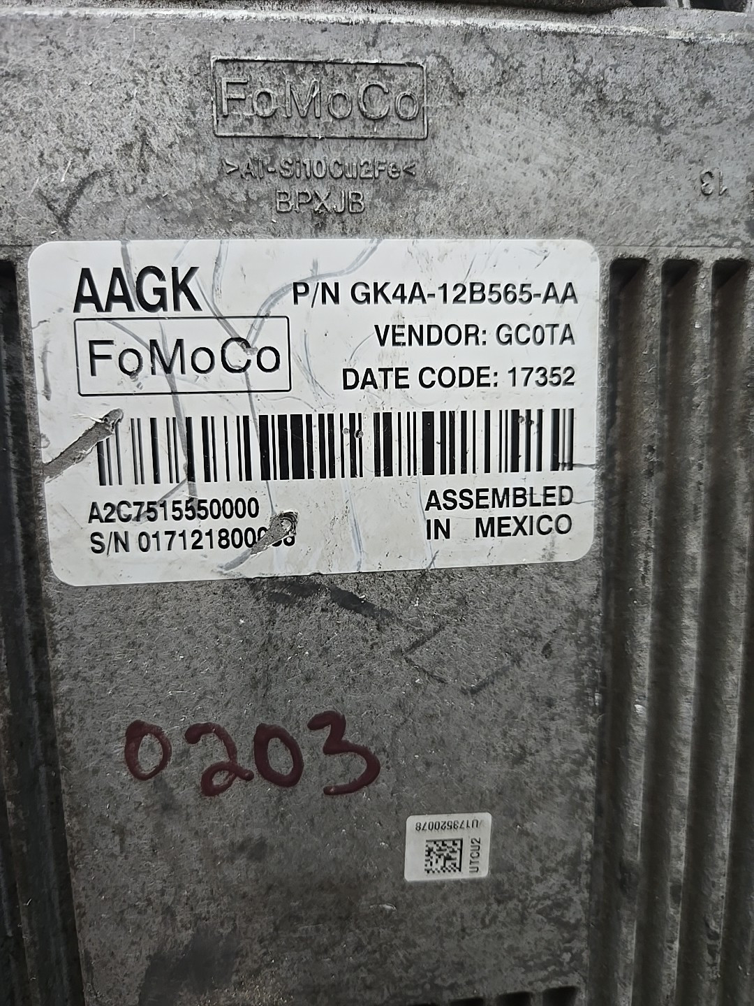 16-19 TRANSIT 150 Transmission Control Module TCM TCU OEM – GK4A-12B565-AA