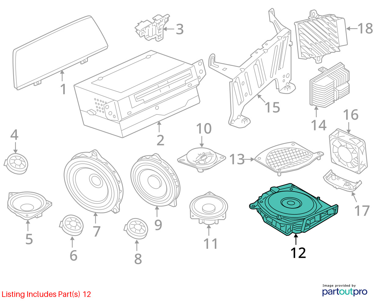 2017-2023 BMW 530i 540i 550i G30 Floor Speaker Subwoofer Set OEM 65136800953