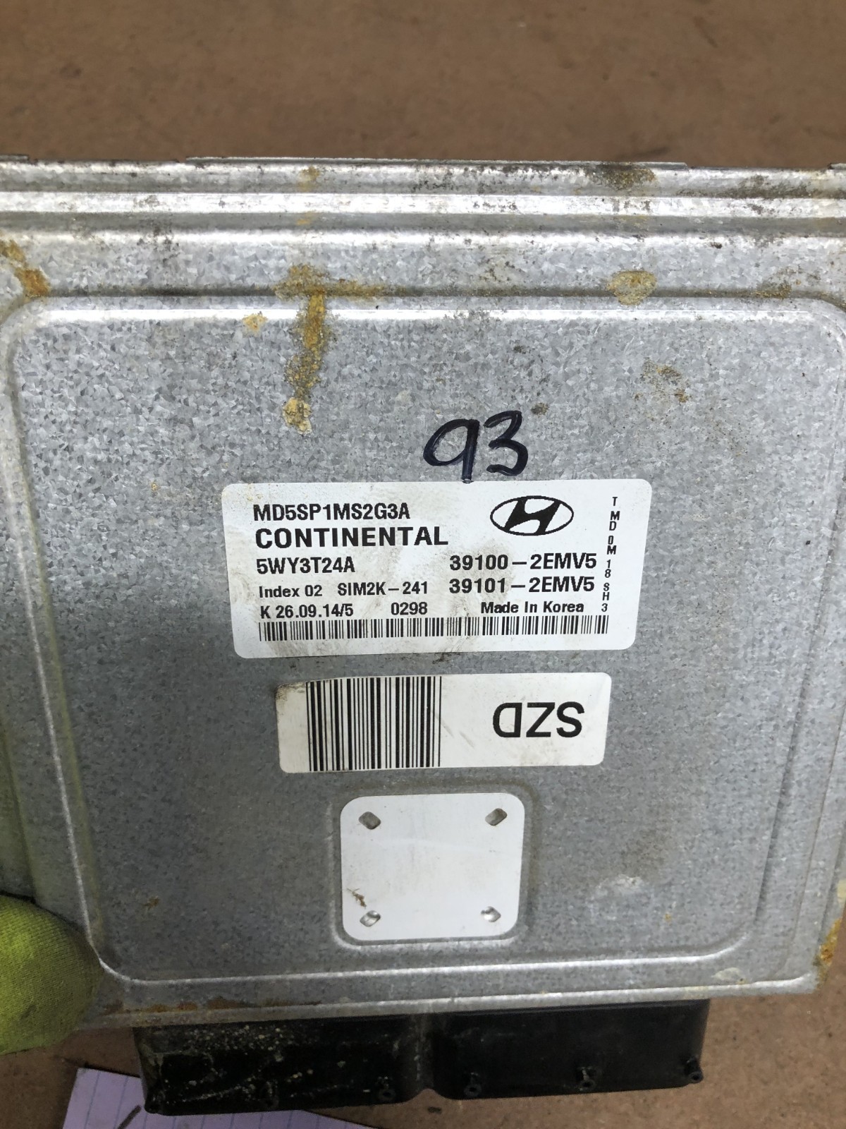 2015 Hyundai Elantra Engine Computer Control Module Ecm 39100-2EMV5 Oem