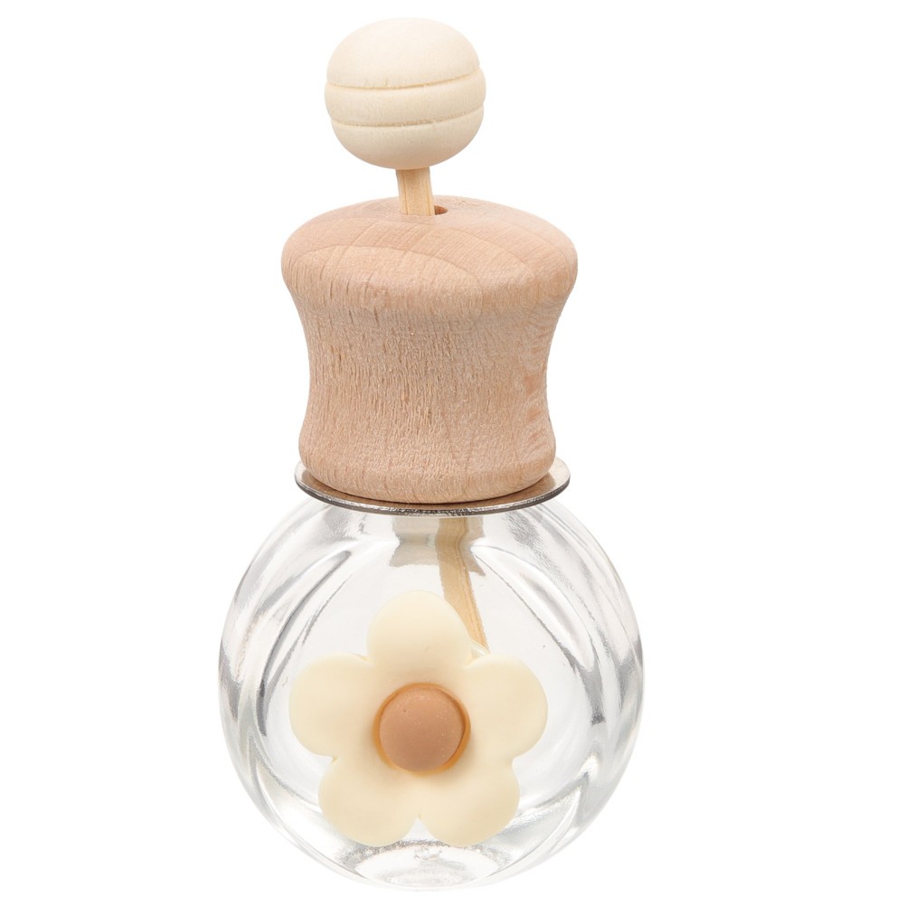 Empty Car Air Freshener Diffuser Bottle Glass Wood Perfume Container Vent
