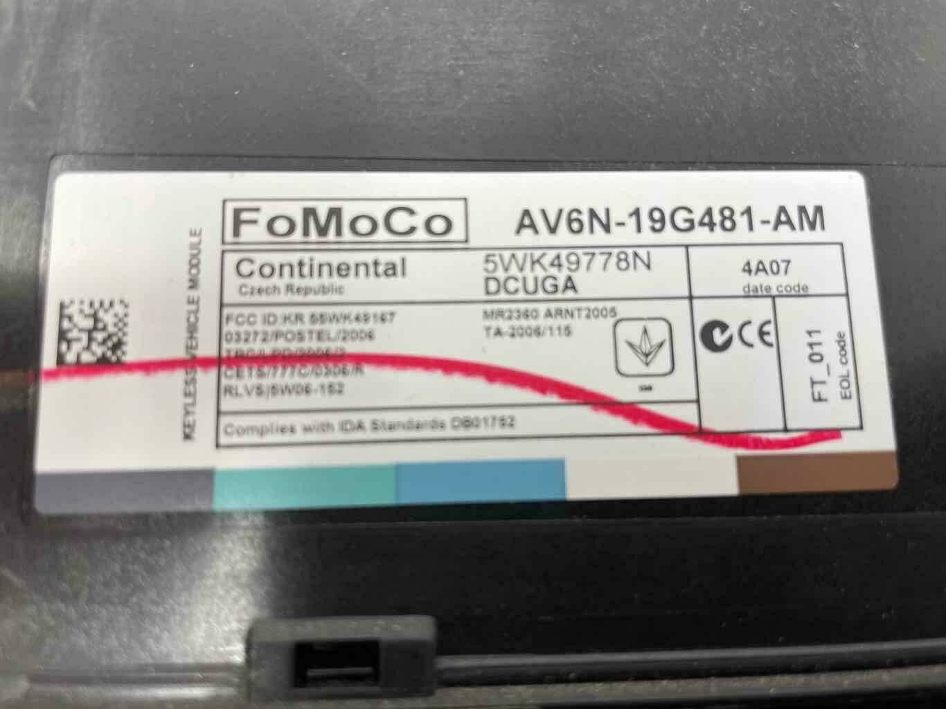 2014 FORD CMAX OEM THEFT LOCKING COMPUTER CONTROL MODULE AV6N-19G481-AM 13-18