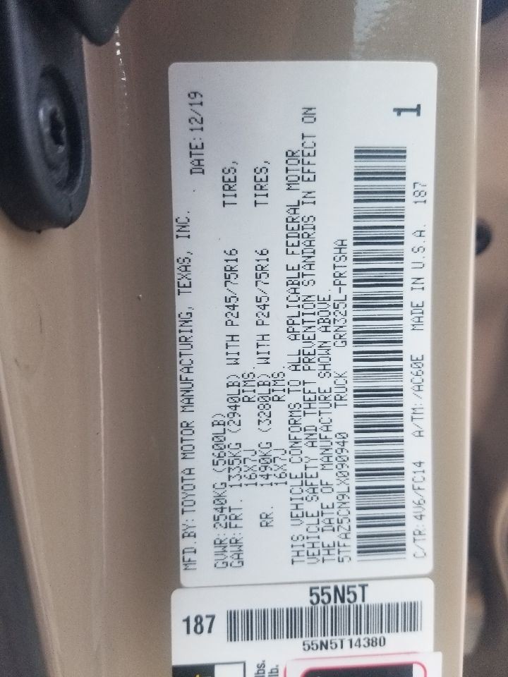 20 TOYOTA TACOMA SR5 4X2 3.5L MULTIPLEX BODY CONTROL MOD 8922104070 OEM